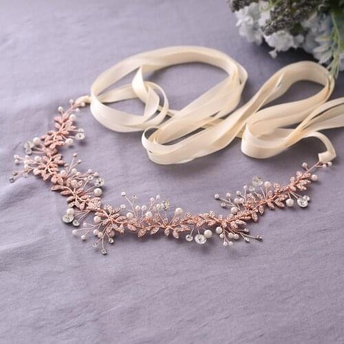 100% Handmade Luxury Rose Gold Diamond Belt Crystal Bridal Belt Embellished Rhinestone Belt Women Waist Belt Ivory Wedding Belt