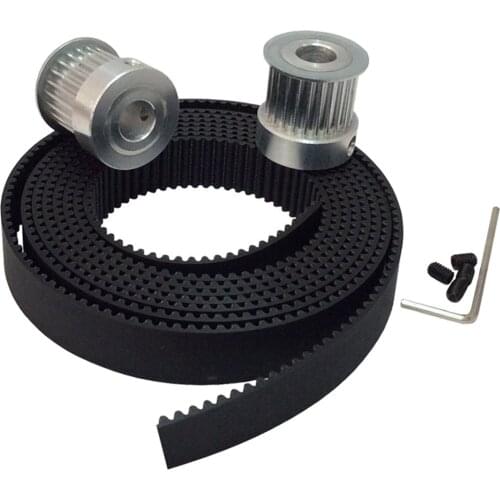 2Pcs 20 Teeth HTD3M Timing Pulley, 2 Meters Open Ended Polyurethane PU Timing Belt Width 15mm for CNC Machines