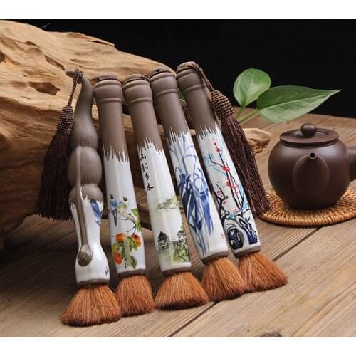 1pc Ceramics Tea Brush Tea Set Pot Lid Tea Ceremony Accessories Folk Crafts Kung Fu Tea Brush Random pattern