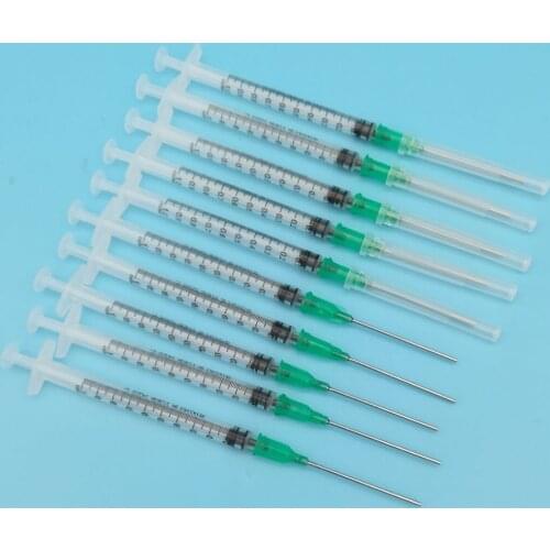 10Pcs 1ml Syringe with 18Ga 1.5'' Blunt Needle and Plastic Needle with Matching Cap For Mixing Liquids Gels Glues