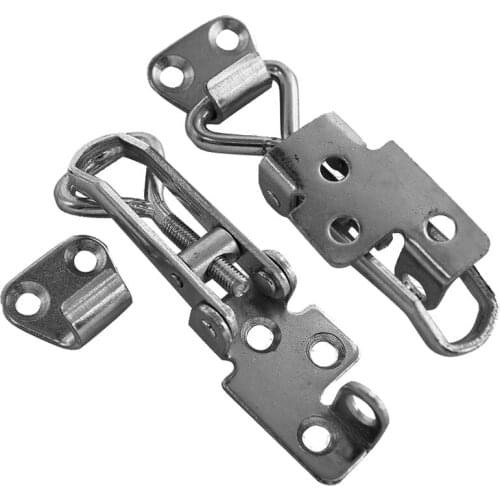 2Pcs 304Stainless Steel Adjustable Toggle Latch With 3 Mounting Holes Catch Lock Speed Wooden Box Buckle Latch Max Load 40KG