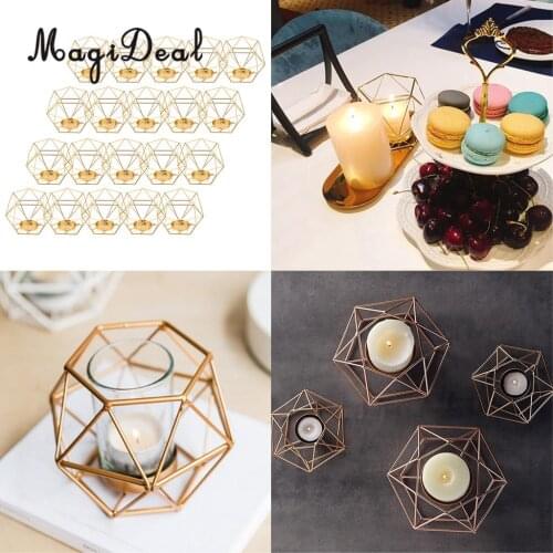 20pcs Industrial Design Hollow 3D Geometric Terrarium Lantern Planter Candle Holder Mood Tea Light Holder Case