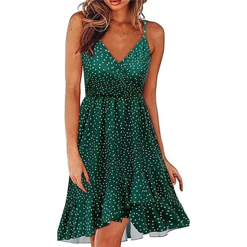2021 Summer Clothes For Women Multicolor Dresses V-Neck Floral Print Strap Ruffle Light Mini Asymmetrical Dress Vestido De Mujer