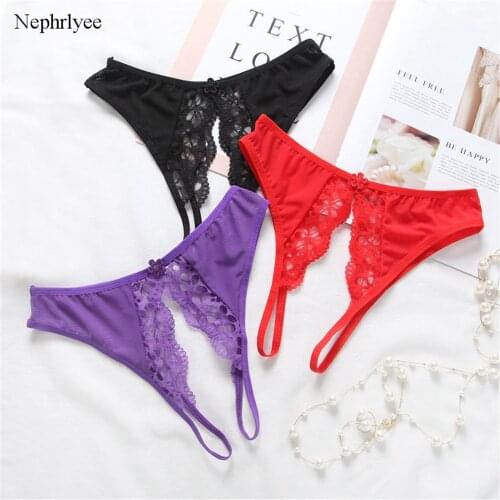 2021 Sexy Lace G-String Panties Transparent Mesh Thongs Women Underwear Crotchless Erotic G String Briefs P063