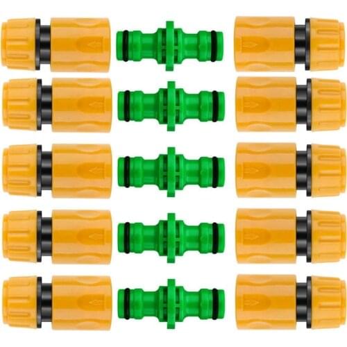 5Pcs Garden Double Male Hose Connectors 10Pcs End Quick Connectors for Hose Pipe Fitting 1/2Inch Plastic Tap Connector