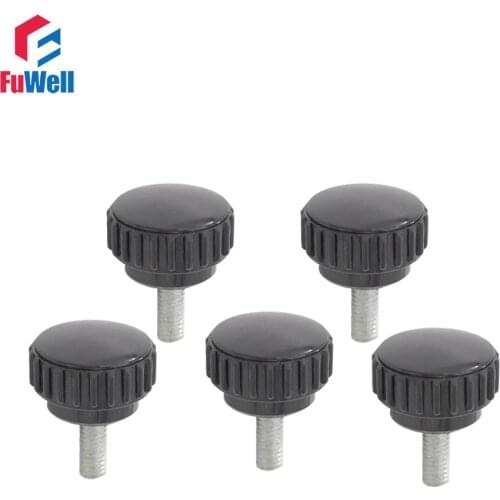 5pcs M8 x 20mm Male Thread 26mm Knurled Head Diameter Clamping Nut Knob Replacement Screw on Type Round Knurled Grip Knob Handle