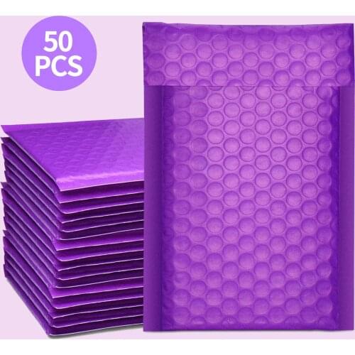 50pcs Purple Mailer Bubble Padded Mailing Envelopes For Gift Packaging Self Seal Bag Bubble Black White Purple And Pink