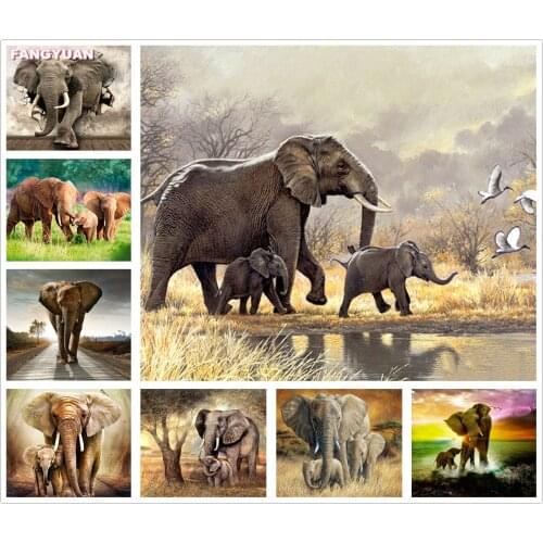5D Diamond Painting Elephant Family Full Drill Diamond Embroidery Animals Cross Stitch Kits Picture Home Decoration Accessories