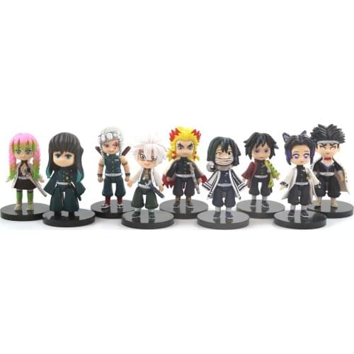 9pcs/lot 8cm HOT Demon Slayer Action Figures Cartoon Toy Dolls Birthday Gift Toys Boy Girls Children Anime Model Figure Set