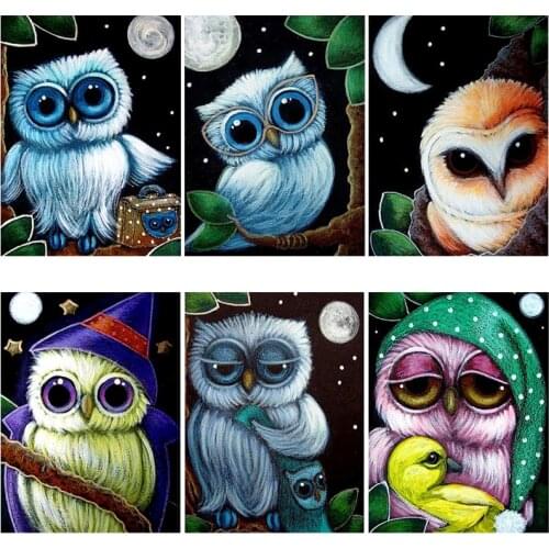 DIY 5D Diamond Paintings Full Round Resin Cartoon OwlDiamond Embroidery Animal Diamond Mosaic Picture Art Rhinestones Home Decor