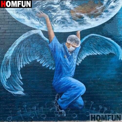 HOMFUN Diamond Painting Full Square/Round Diamond "Doctor angel" Pattern Embroidery Cross Stitch 5D Rhinestone Painting A30238