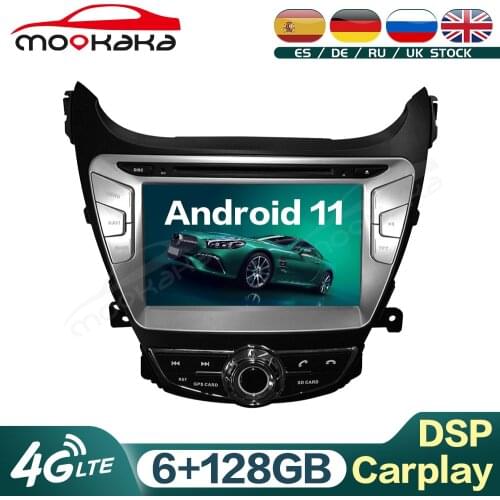 For Hyundai ELANTRA 2011- 2013 Android 11 6G+128GB Car Audio Multimedia Player GPS Navigation Audio Stereo Head Unit Carplay DSP