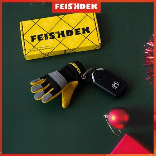 Car Keychain Genuine Leather Motorcycle Key Chain for Men Women with Reflective Suede Handmade Gift Accessories Glove Keychains