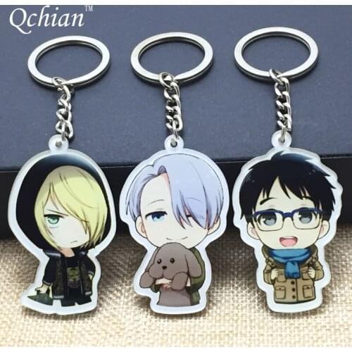 1pcs Japanese Anime YURI on ICE Keychain Victor Nikiforov Yuri Katsuki Pendant Keyrings for Cars Bags Pendants Christmas