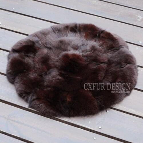 CX-D-35F 2018 New Products Sofa Floor Round Warm Seat Real Fox Fur Cushion