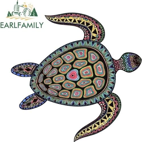 EARLFAMILY 13cm x 12.9cm for Sea Turtle Car Stickers Funny Car Accessoires Decal Vinyl Motorcycle Campervan RV JDM Waterproof