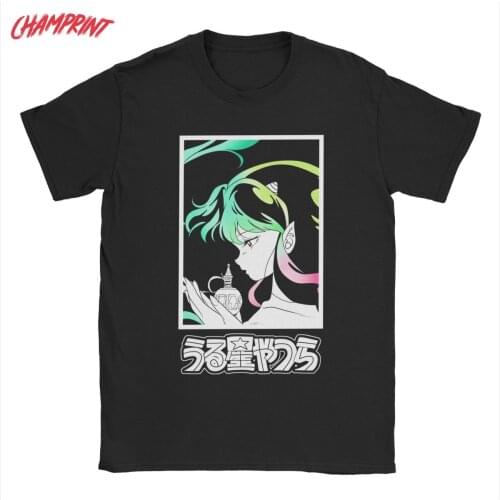 Casual Urusei Yatsura Lum T-Shirts for Men Crew Neck Cotton T Shirt Anime Short Sleeve Tee Shirt Party Clothes