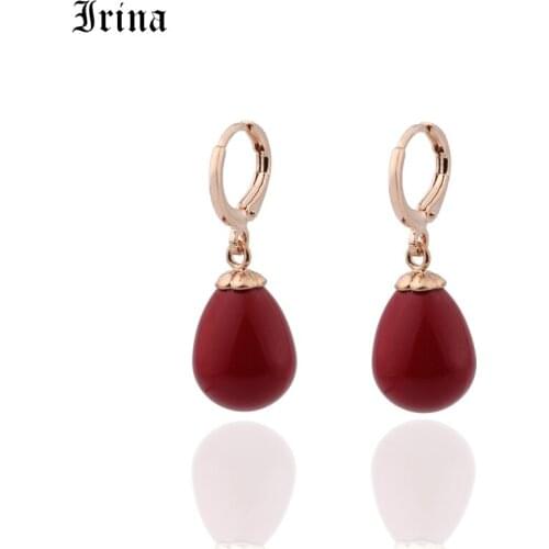 Irina Rose Gold Inlay Natural Zircon Pearl Oval Drop Long Earrings Womens Boutique Jewelry Big Pearl Earrings Cute Bead