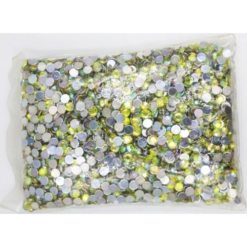 Jonquil AB Color 1.5~10mm Flat Back Round Acrylic Rhinestones Beads / Stones ,3D Acrylic Nail Art / Garment Decoration