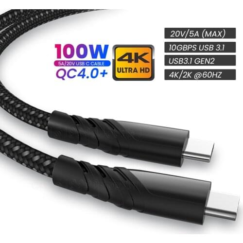 100W USB C To USB Type C Cable USBC PD Fast Charger Cord USB-C 5A Type-c Cable For Huawei P30 Xiaomi Samsung S20 Macbook iPad