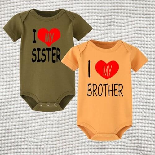 Jumpsuits Toddler Girl Summer Baby Clothes New Born Baby Romper Cotton Love Sister Brother Summer Newborn Costume