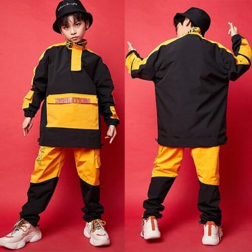 110-170cm ChildrenS Hip-Hop Clothing Boys Handsome Jazz Dance Costume Loose Sweater Hiphop Street Performance Clothes DL5439