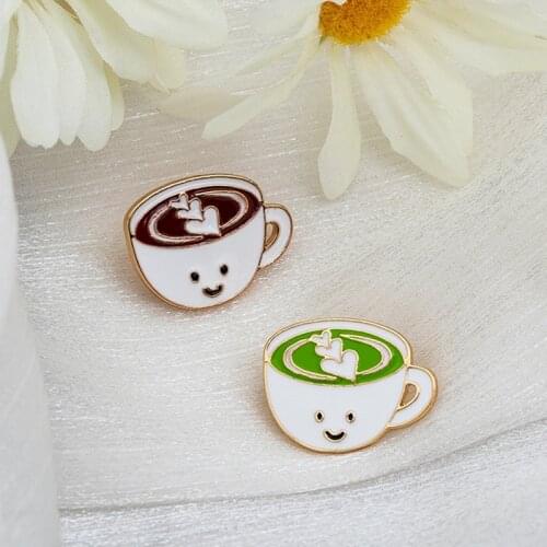 Cute Mini Variety of Coffee Enamel Pin Coffee Cup Green Tea Cup Brooches Bag Lapel Pin Clothes Badge Jewelry Gift for Barista