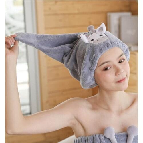 Cartoon Shower Cap Breathability Microfiber Hair Turban Quickly Towel Absorbent Towel Hat For Women Sauna Bathroom Accessories