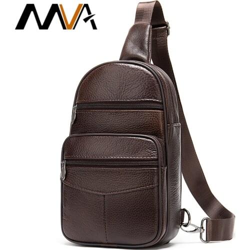 MVA Genuine Leather Mens Shoulder Bag Mens Chest Bag Small Men Crossbody Bags For Men Sling Bags Male Leather Chest Pack Mens