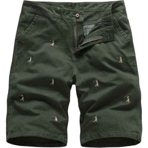 Mens Summer Brand Shorts 100% Cotton Twill Body Embroidered Small Graphic Zip High Quality Casual Work Shorts BVChaj