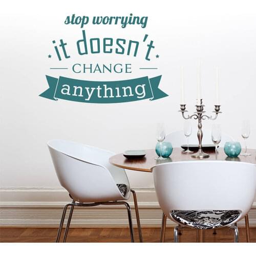 'Stop Worrying...' Wall Sticker Quotes Home Decor Living Room New Arrival Text Wall Decals For Kids Bedroom Vinyl Decal ZA711