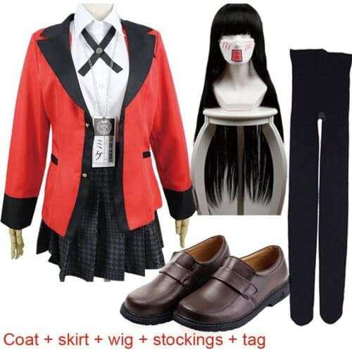 New Carnival Kakegurui Jabami Yumeko Yomoduki Runa Cosplay Costume For Women Coat Wig Shoes Halloween Costume For Women Carnival