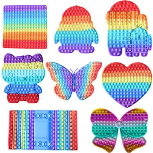 Multi-Shapes 30CM Big Size Pop Huge Rainbow Chess Board Dice Giant Popper Poping Fidget Sensory Toys