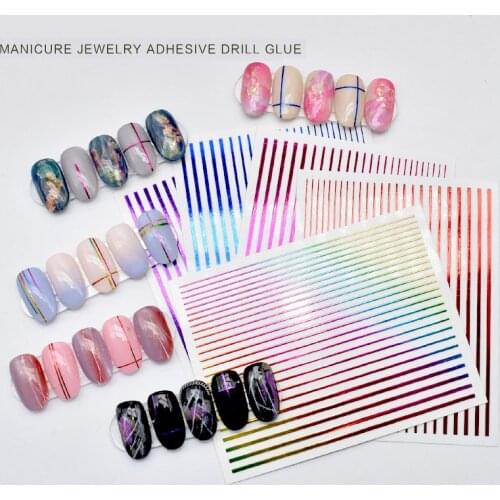Dazzle Color Line Back Adhesive Sticker Decoration Transfer Foil Nail Art Decals Easy