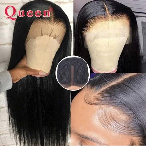 Straight Lace Human Hair Wigs Brazilian Straight Human Hair Wig Pre Plucked With Baby Hair T Part Lace Wig Human Hair Remy Queen