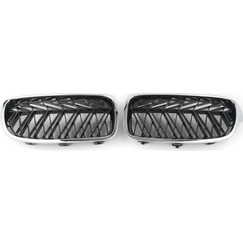 Car Front Kidney Grille Auto Mesh Grill For BMW 3 series F35 F30 2013 2014 2015 2016 2017 2018 ABS Plastic Chrome Black 2Pcs