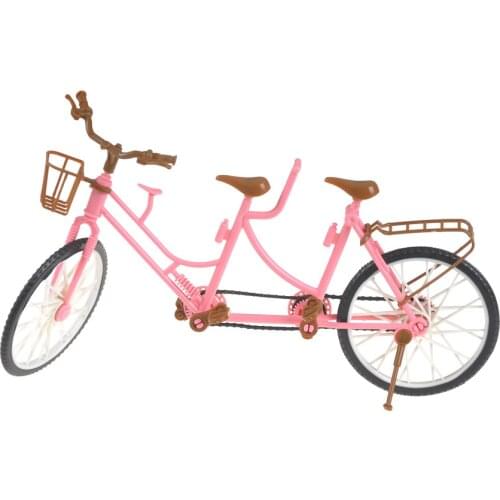 Plastic Three-seat Pink Bicycle Detachable Bike With Basket For Dolls Girl Play House Toy