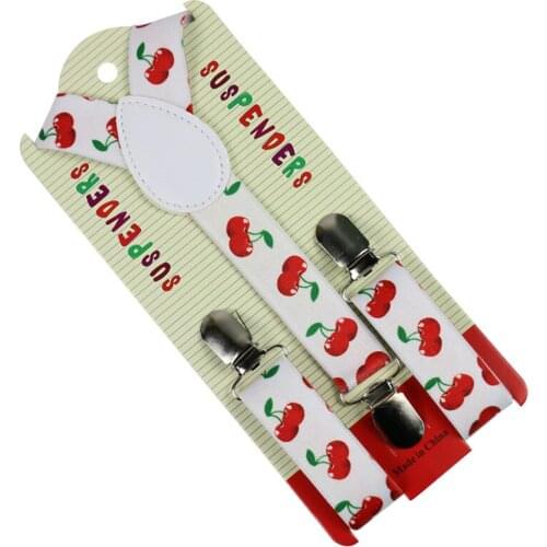 Winfox Fashion 2.5cm Wide Flower Print Strawberry Suspenders Baby Boys Suspenders Braces Elastic Kids Suspenders
