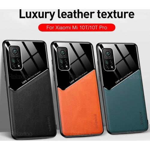 Luxury Pixleglass Leather Case For Xiaomi Mi 10T Pro 10 T Lite On Xiomi Mi10T Light 10TPro Car Magnetic Holder Phone Cover Coque