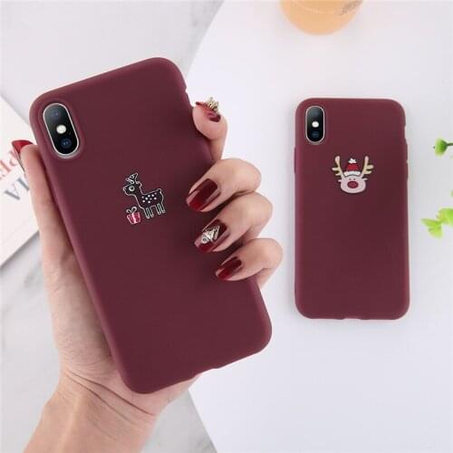 Christmas Phone Case For iPhone 12 11 Pro Mini XR X 10 XS Max 7 8 6 6S Plus SE Lovely Cute Deer Phone Soft Protective Cover
