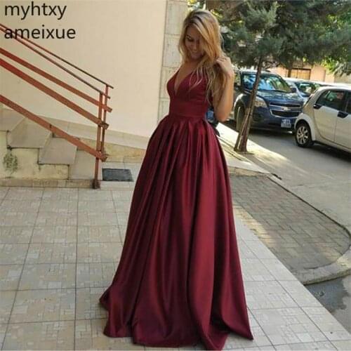 Sexy Satin Long Evening Dresses A-Line Floor Length Sleeveless Long Prom Dressess Backless Lace up Elegant Gowns Custom Made