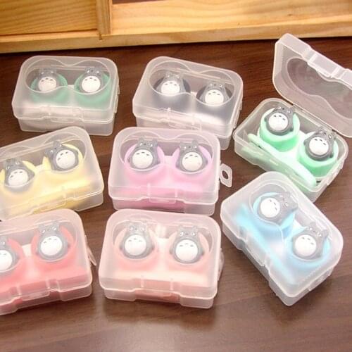 Cute Cartoon Contact Lens Holder Case Random Color Eye Glasses Contact Lens Tweezer Container Kit Colored Eye Contact Lenses Box