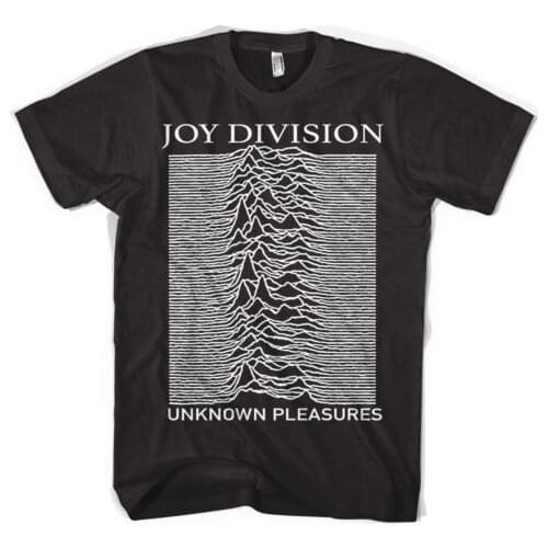 Hahayule Vintage Fashion 80s Post Punk Band Joy Division Unknown Pleasure Unisex T Shirt Casual Black Tee