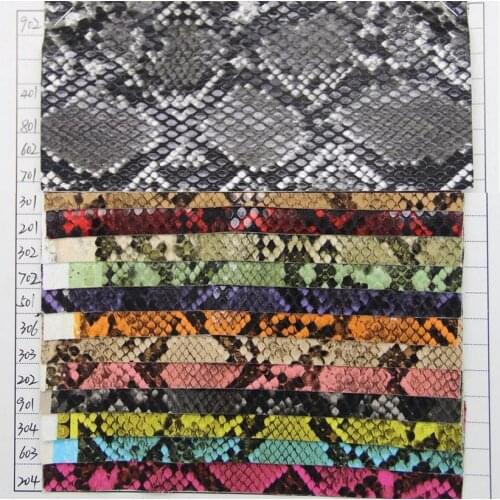 Green flower serpentine snake leather synthetic PU leather fabric many colors wholesale