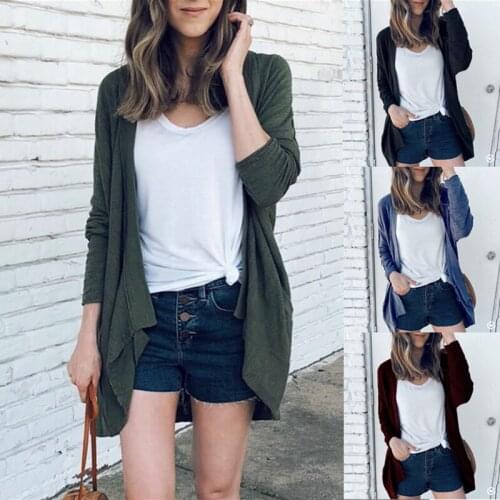 Women Long Sleeve Knitted Sweater Cardigan Casual Loose Autumn Women Solid Pocket Sweaters Female Cardigan pull femme