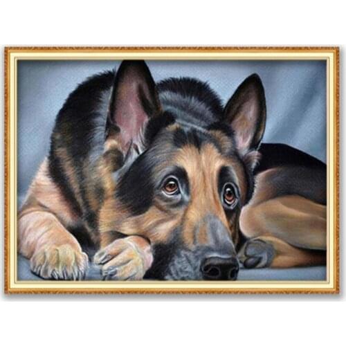 Animal German Shepherd DIY Cross Stitch 11CT Embroidery Kits Needlework Craft Set Cotton Thread Printed Canvas Home Decoration