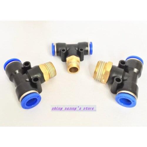 15Pcs/Lot PB6-M5 6mm---M5" Threaded Male "T" Tee Pneumatic Connector