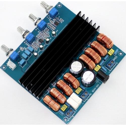 2*100W+200W TDA7498 power stereo subwoofer amplifier board audio 2.1 Class D Hifi TL072 preamplifier 2*2200UF amp for speakers