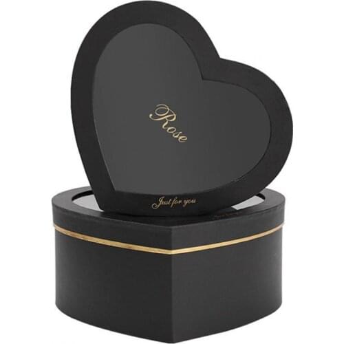 2Pcs/Set Flower Box Heart Shaped Hot Stamping Paper Florist Packaging Rose Gift Case for Party