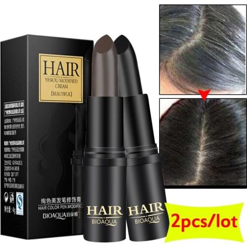 2pcs Temporary Hair Dye Cream Black Brown Long-Lasting Fast Mild Hairdressing Pen One-off Hair Color Stick Pen Cover White Care